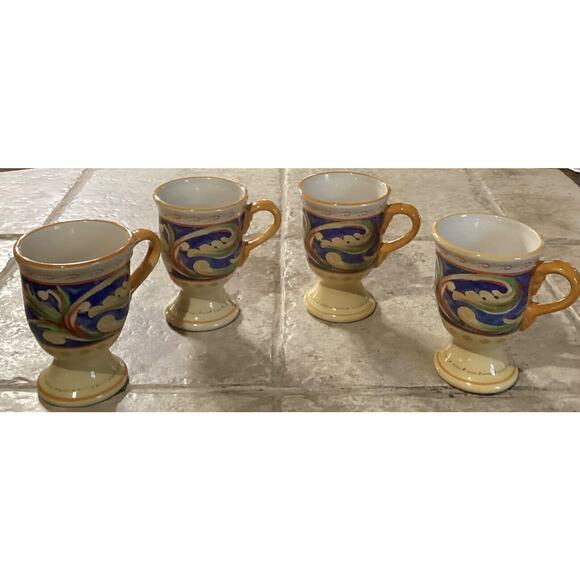 Set of 4 Pfaltzgraff "Villa Della Luna" 12 oz Pedestal Mugs - Picture 1 of 9